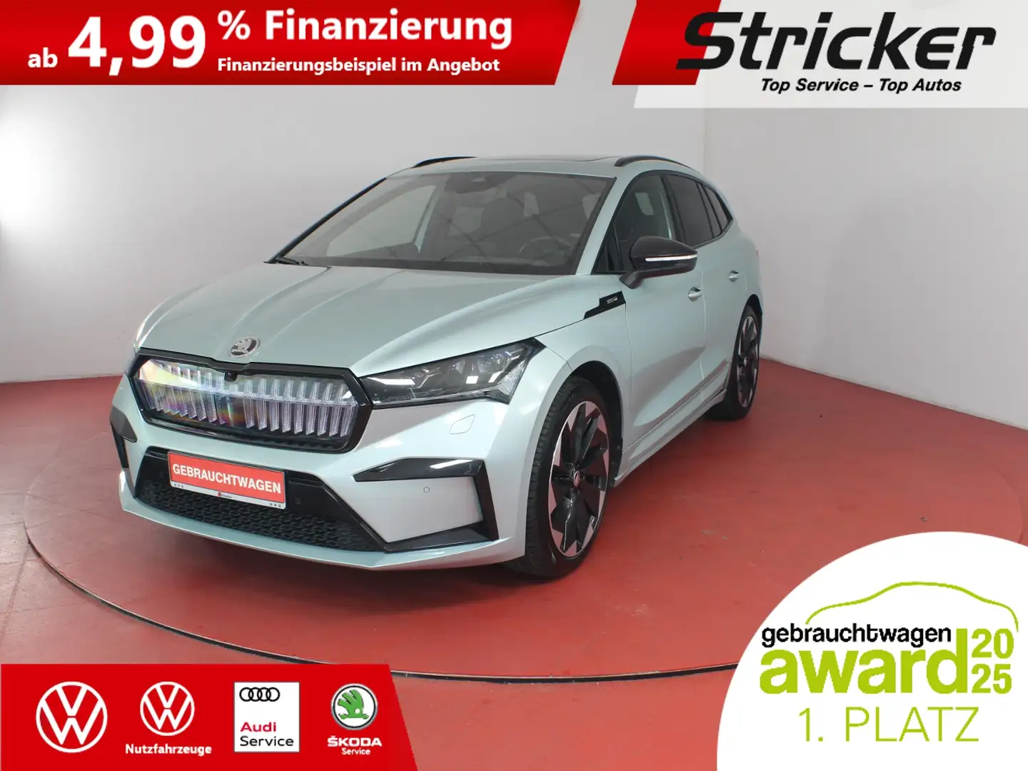 Skoda Enyaq iV 80x Sportline 392,-ohne Anzahlung Pano HUD ACC Silber - 1