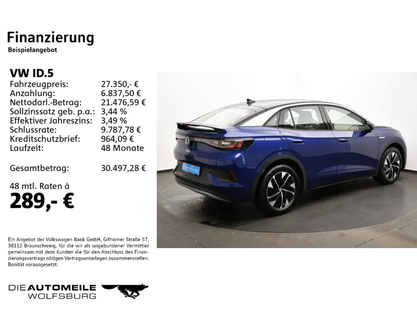 Volkswagen ID.5 Pro Performance LED/ACC/AHK Bleu - 2