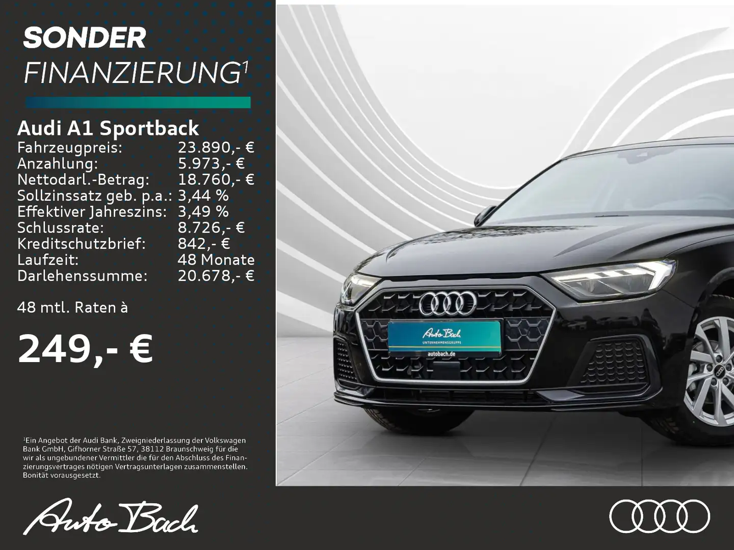 Audi A1 advanced 25TFSI LED virtual EPH DAB Noir - 1