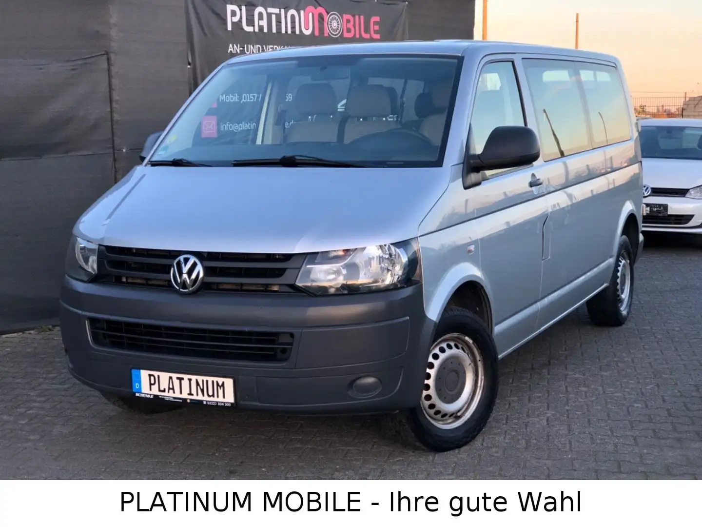 Volkswagen T5 Kombi T5 Transporter 9-Sitze LANG Flügeltüren*AHK*Klim Silber - 1