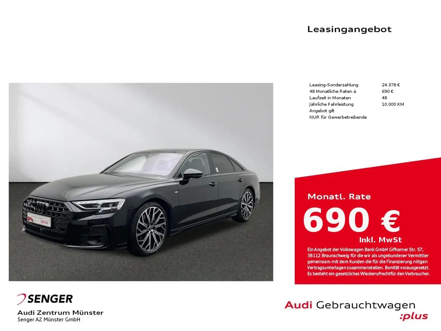 Audi A8 50 TDI quattro Digitales Cockpit Leder Matrix Schwarz - 1
