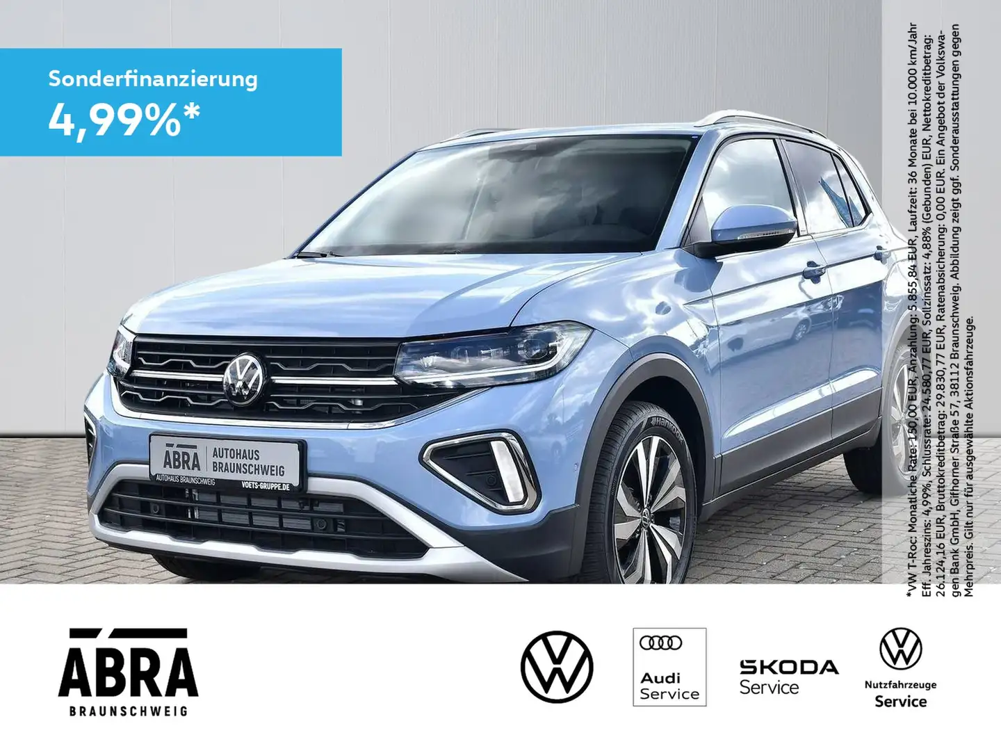 Volkswagen T-Cross 1.0 TSI Style LED+NAV+CAM+ACC Blau - 1