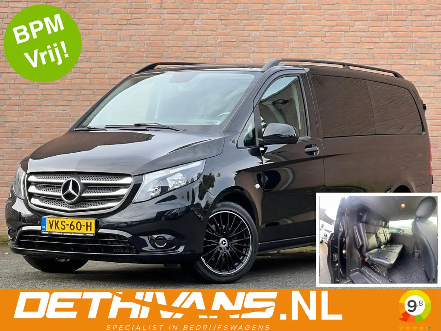 Mercedes-Benz Vito 116CDI 164PK Lang Dubbelcabine / 7G-Tronic / 2500K Schwarz - 1