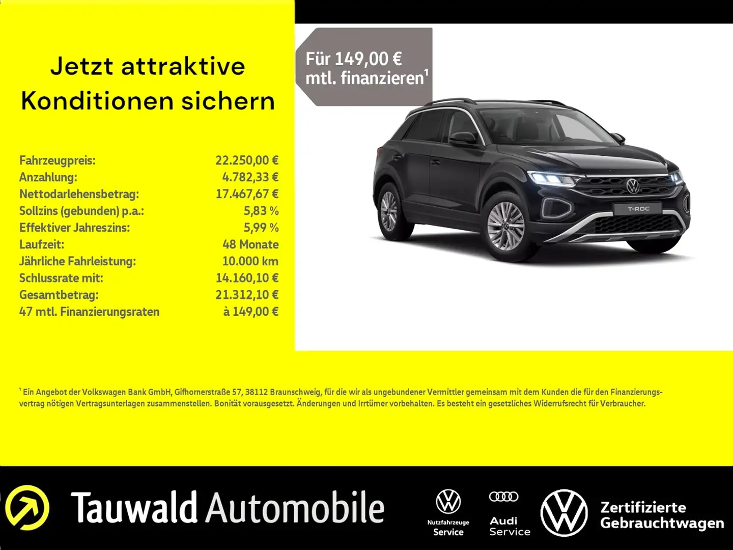 Volkswagen T-Roc 1.0 TSI Life LED/SHZ/APP/NAVI/ALLSEASON Noir - 1