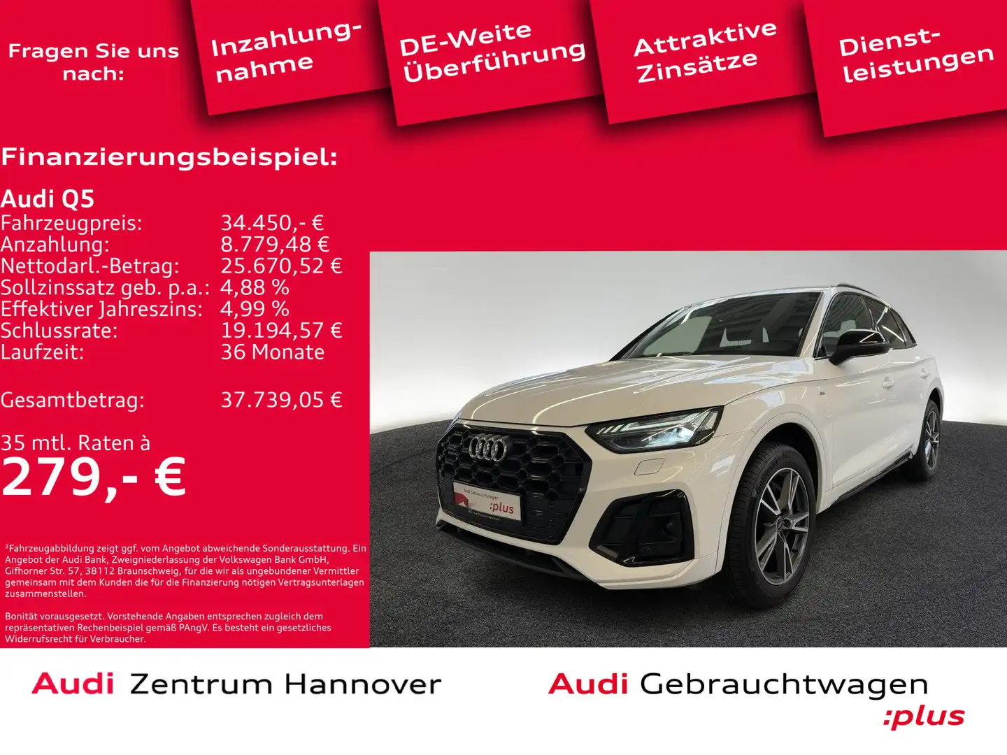 Audi Q5 S line 55 TFSIe quattro Matrix Kamera ACC Bianco - 1