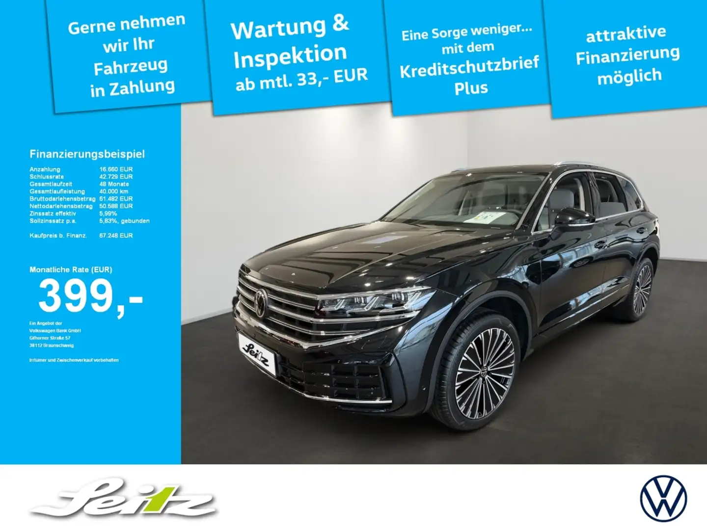 Volkswagen Touareg 3.0 TDI 4M Elegance *AHK*MATRIX*HEAD-UP*PANO* Schwarz - 1