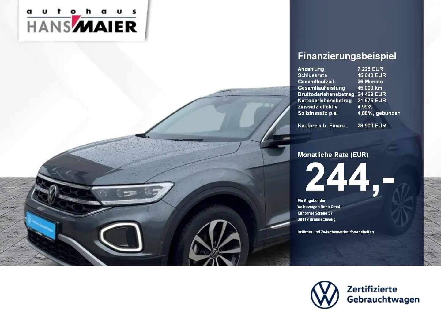 Volkswagen T-Roc Style TSI DSG Navi AHK ACC RearView LM Grau - 1