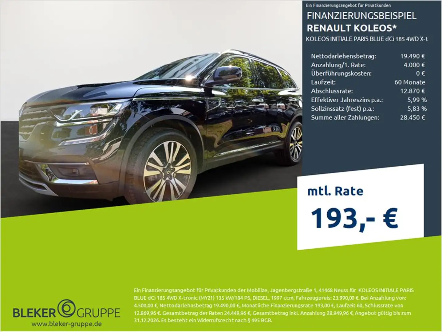Renault Koleos INITIALE PARIS BLUE dCi 185 4WD X-tronic (MY21) Noir - 1