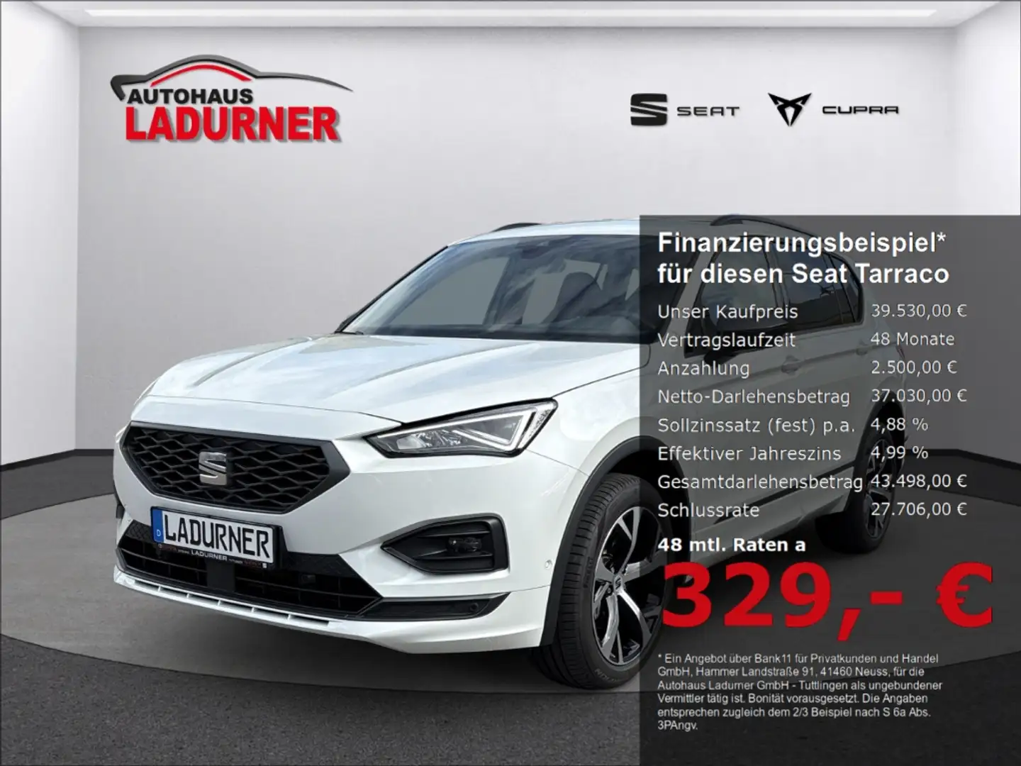 SEAT Tarraco FR 2.0TDI DSG *LED+NAVI+AHK* 329€mtl Weiß - 1