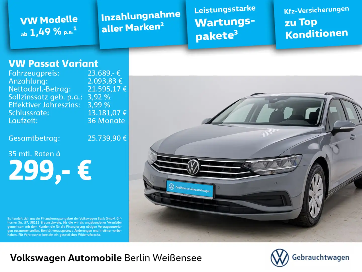 Volkswagen Passat Variant 1.5 TSI*DSG*APP*NAV*RFK*LED* Grau - 1