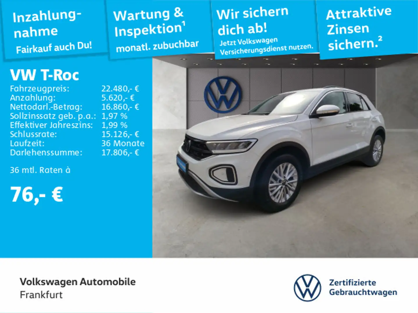 Volkswagen T-Roc 1.0 TSI Life Navi LED DAB+ FrontAssist Wit - 1