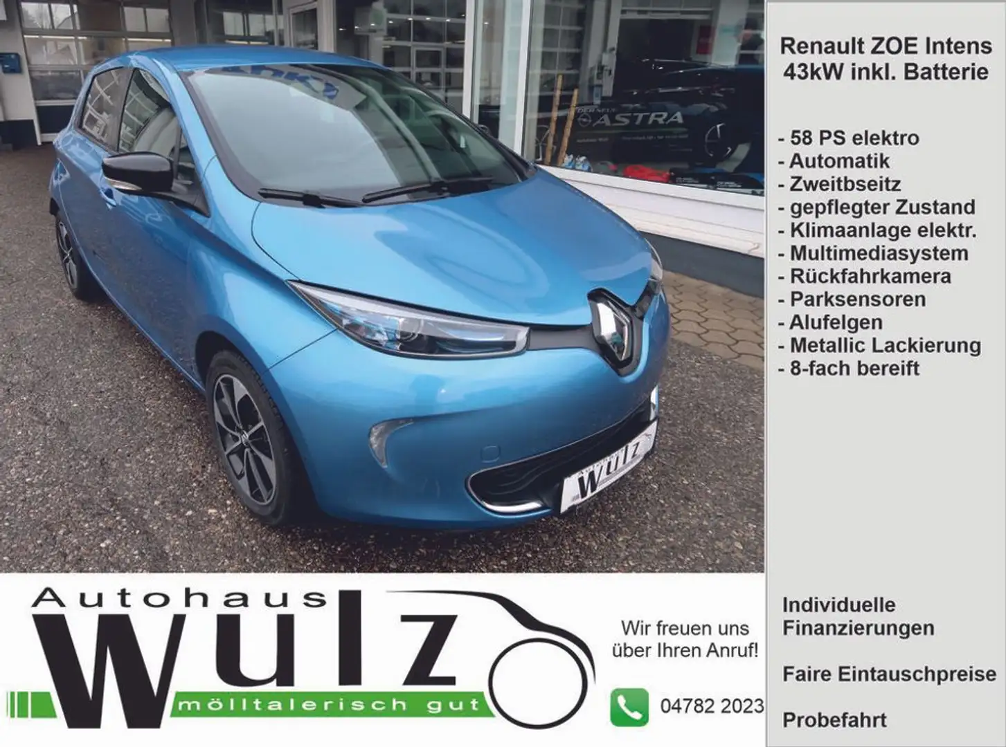 Renault ZOE Intens 43kW inkl. Batterie Blau - 1