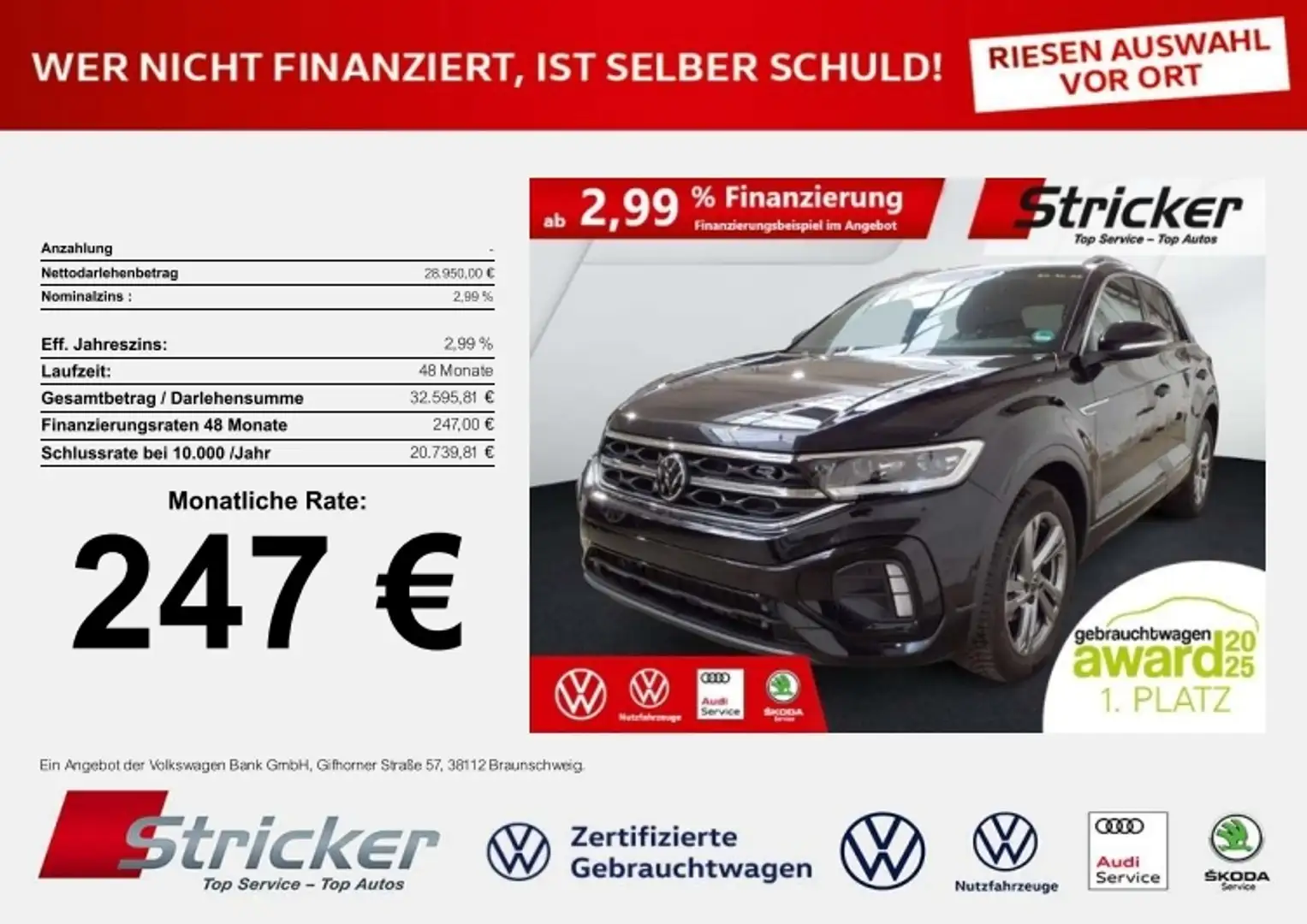 Volkswagen T-Roc R-Line 1.5 TSI DSG 247,-ohne Anzahlung AHK Kamera Schwarz - 2