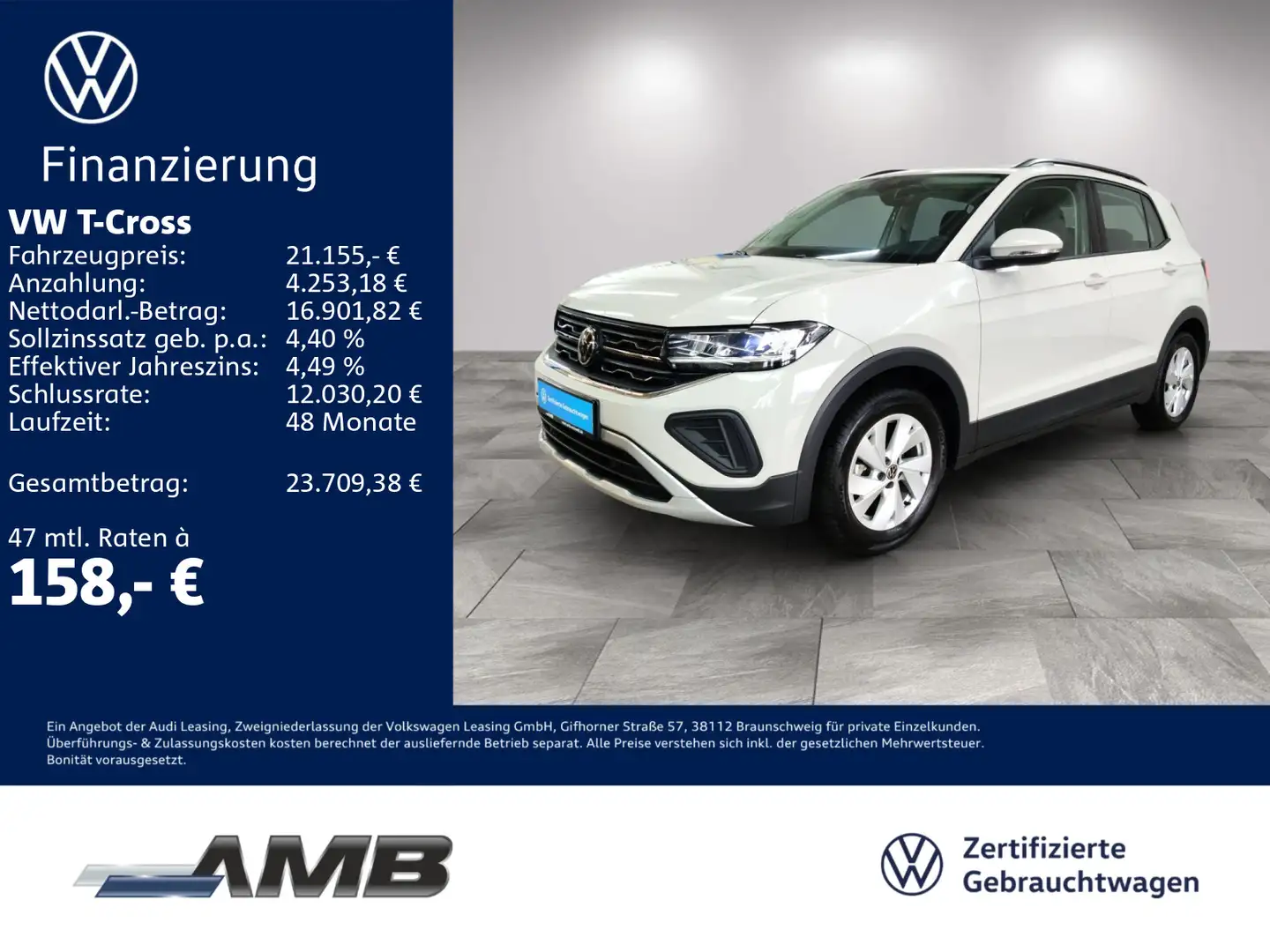 Volkswagen T-Cross Life 1.0 TSI LED/Nav/IQ.Dr/Sitzhz/02.30G Grau - 1