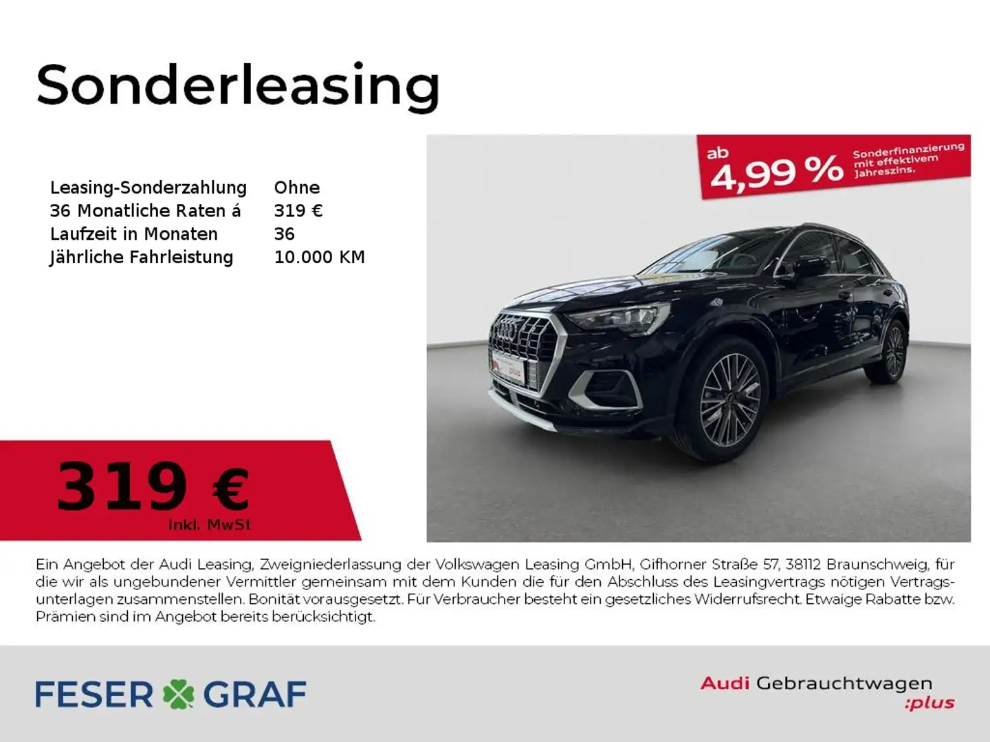 Audi Q3 advanced 35 TFSI S tronic AHK ACC Keyless Navi Schwarz - 1
