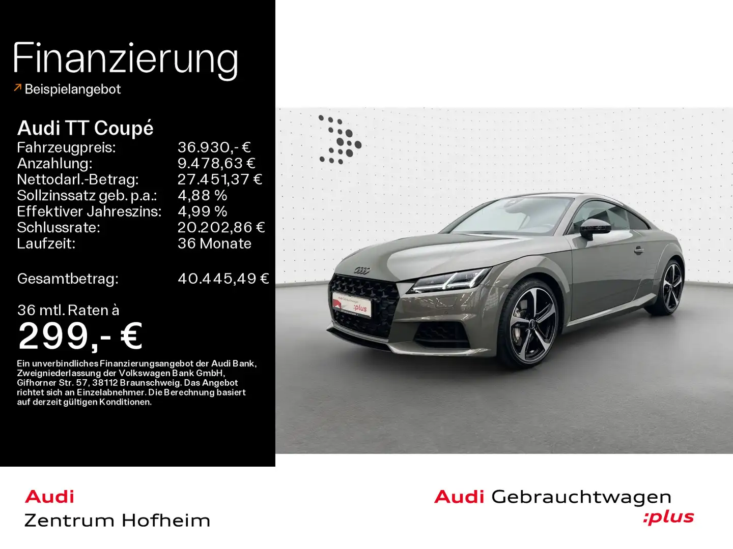 Audi TT 45 TFSI S tronic *APS*KAM*NAV*LED*KLIMA Grau - 1