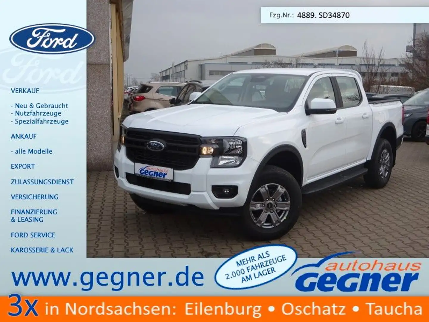 Ford Ranger XLT DoKa 4x4 AHK Stndhzg WiPa ACC Kam Weiß - 1