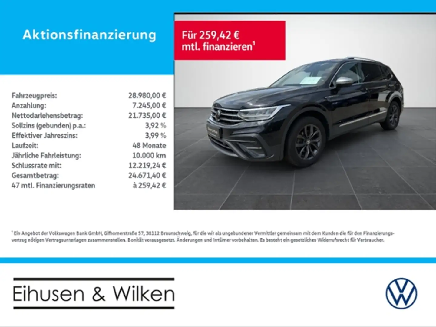 Volkswagen Tiguan Allspace 1.5+TSI+DSG+LIFE+LEDER+LED+AHK+ Schwarz - 1