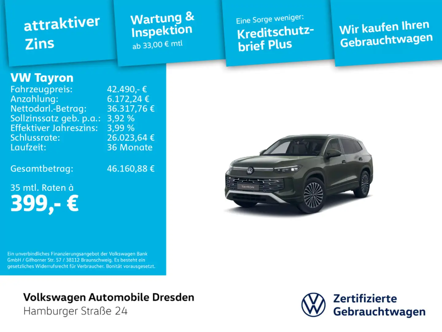 Volkswagen Tayron Elegance 1.5 eTSI DSG Grün - 1