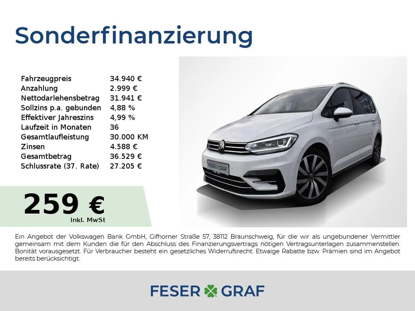 Volkswagen Touran TSi DSG MOVE R-LINE LED Navi Kamera 18" Weiß - 1