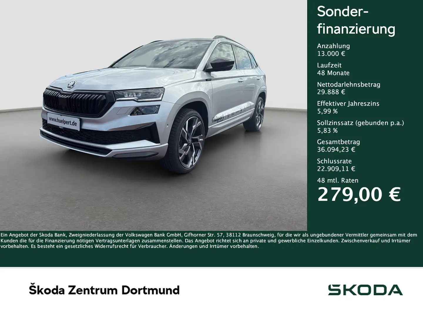 Skoda Karoq 2.0TDI DSG Sportline AHK NAV PANO ACC 360GRAD Silber - 1