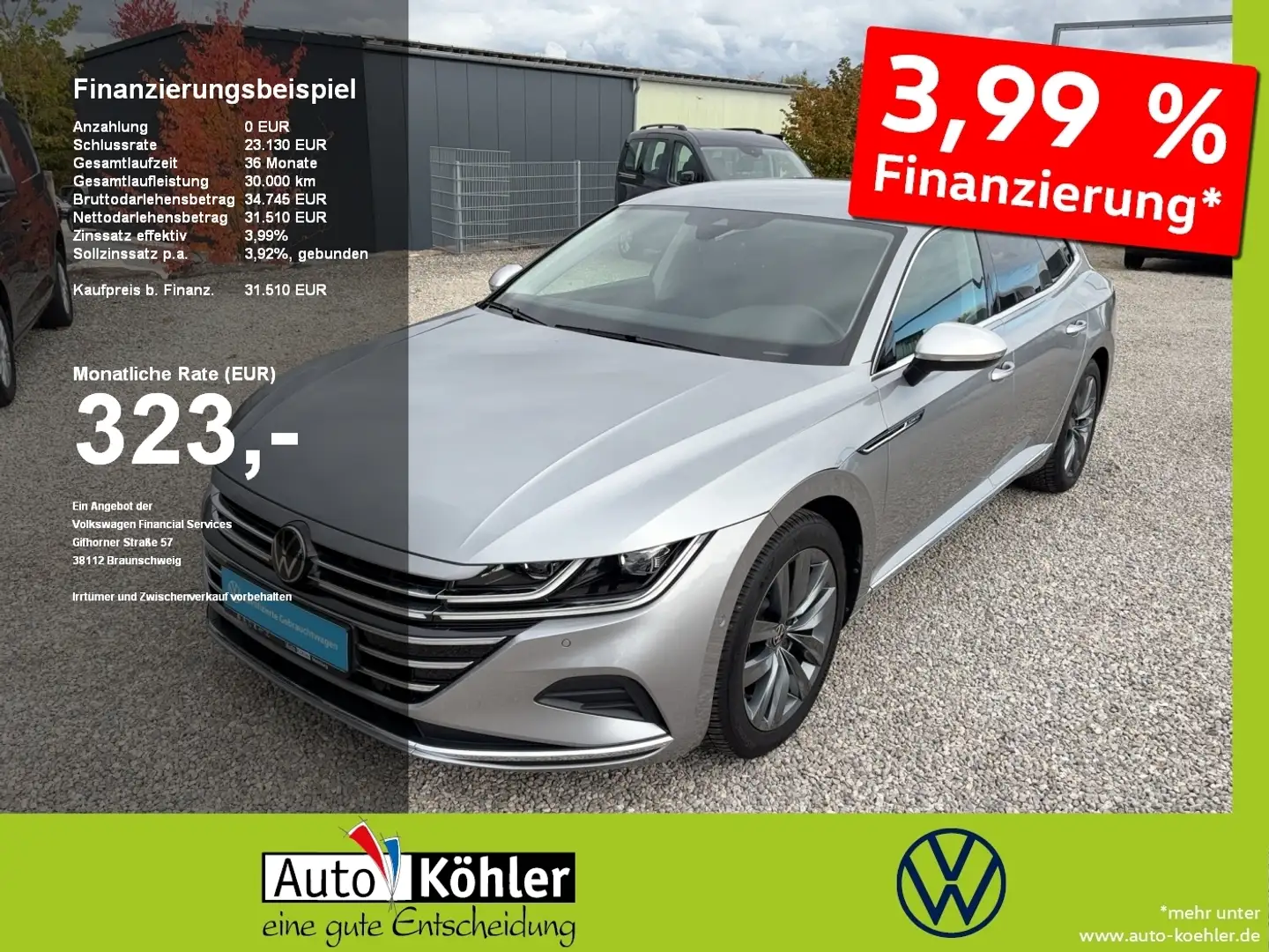 Volkswagen Arteon SB Elegance TSi DSG CarPlay+ACC+AHK+LED Zilver - 1