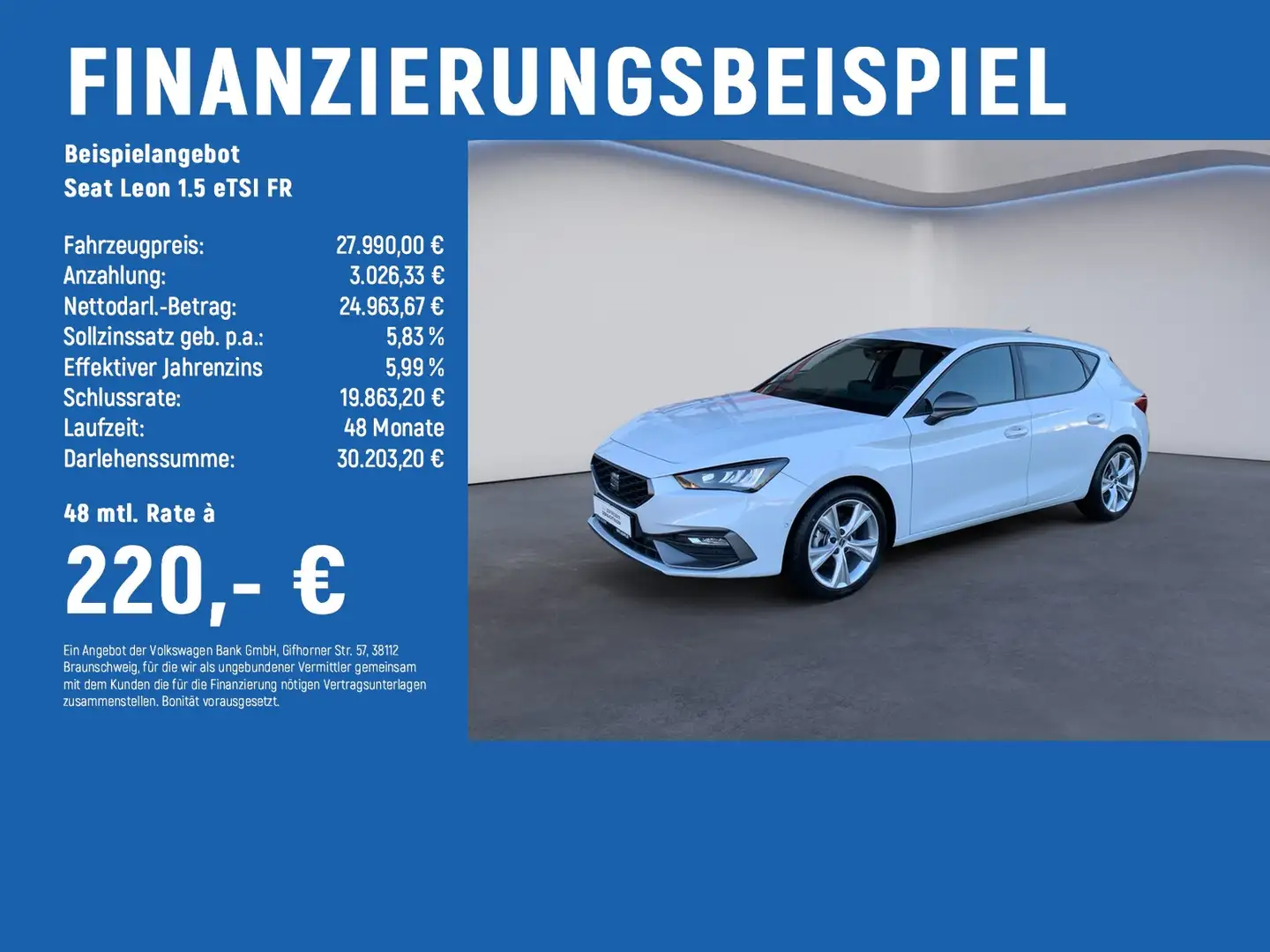 SEAT Leon 1.5 eTSI FR NAVI+ACC+RFK Weiß - 2