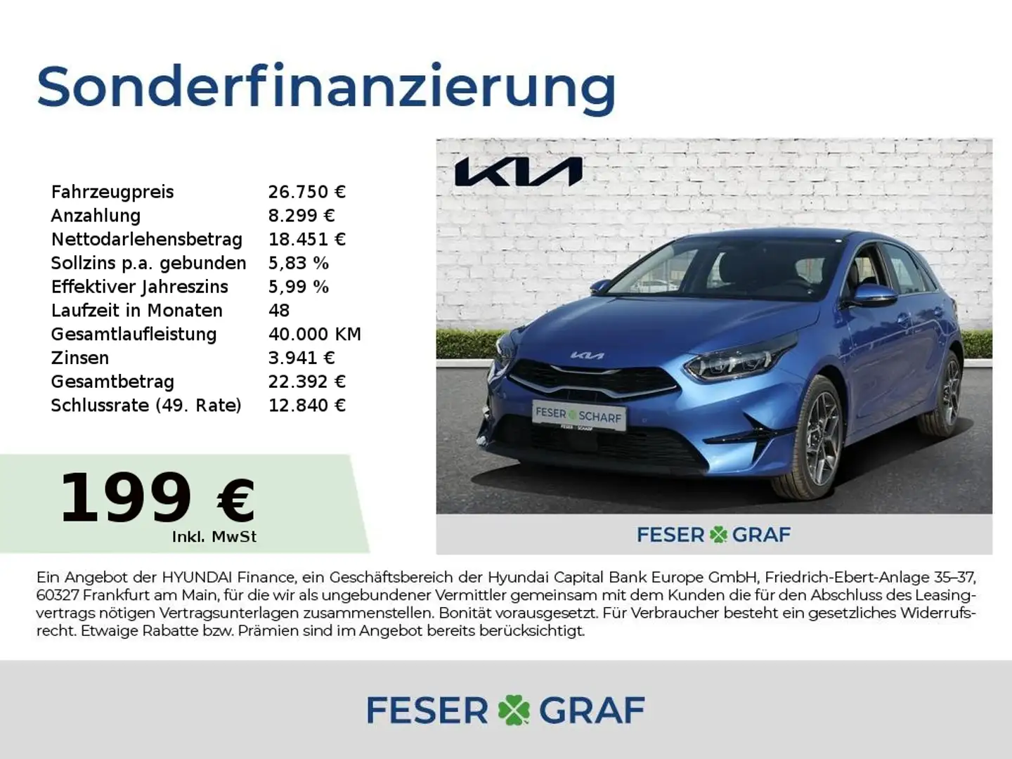 Kia Ceed / cee'd 1.5T 140 DCT7 SPIRIT TECHNIK Blau - 1