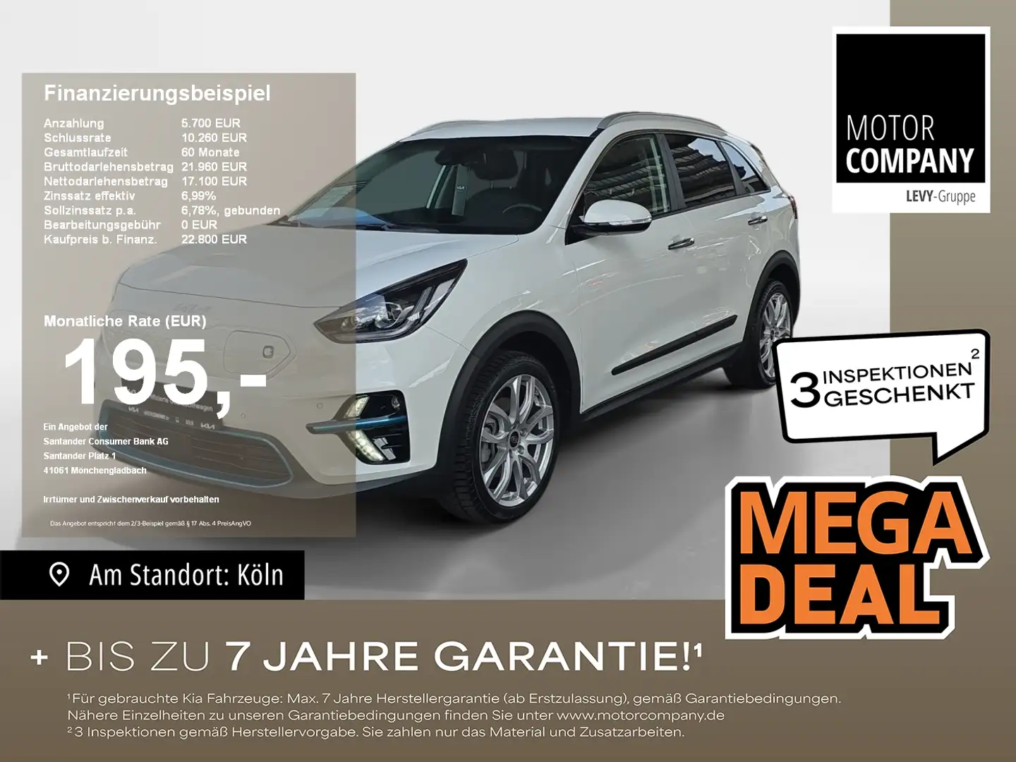 Kia Niro e- Spirit +3Phasen+WKR+Navi+R.Kam+Aktion Weiß - 1