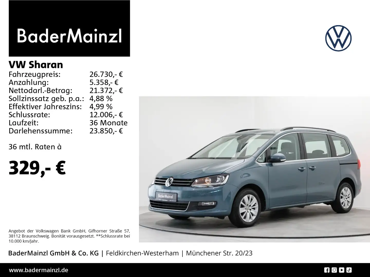 Volkswagen Sharan 1.4 TSI DSG Comfortline AHK Navi 7-Sitz Blau - 1