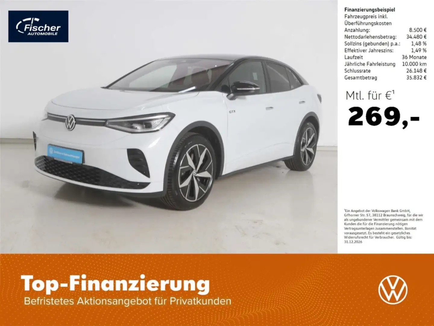 Volkswagen ID.5 GTX 79 kWh Matrix/P-Dach/NAV/Wärmepumpe/SH Weiß - 1