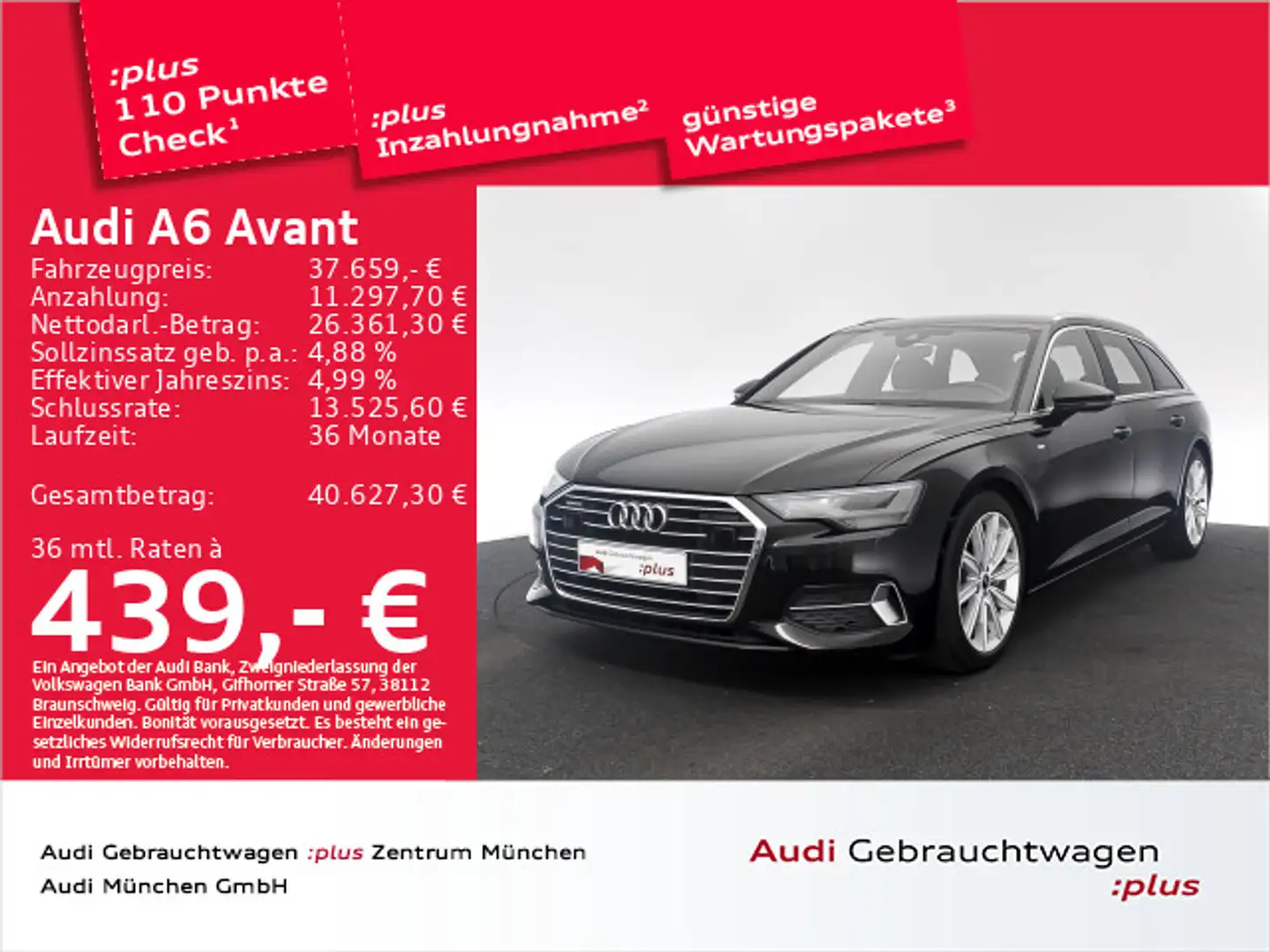 Audi A6 45 TDI qu. S tronic S line Leder/LED/Vi Schwarz - 1