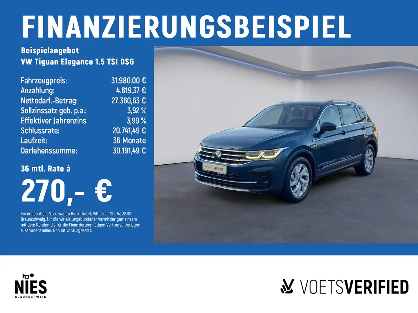 Volkswagen Tiguan Elegance 1.5 TSI DSG MATRIX-LED+App-Connect+Rea... Blau - 2