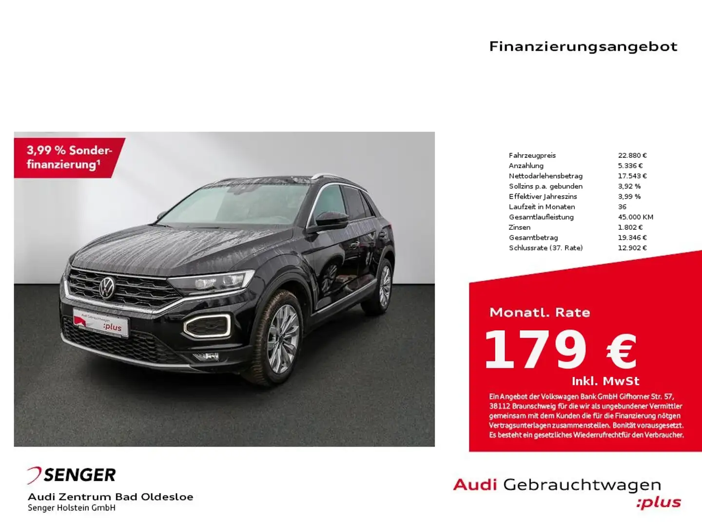 Volkswagen T-Roc 1.5 TSI Sport Pano LED PDC APP-Connect Noir - 1