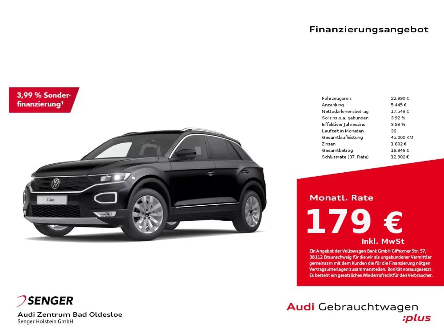 Volkswagen T-Roc 1.5 TSI Sport Pano LED PDC APP-Connect Noir - 1