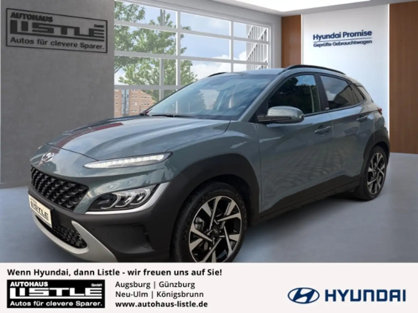 Hyundai KONA 2WD 1.0 T-GDI +KLIMA+RFK+PDC+LED+SHZ+NAVI+UVM+ Grün - 1
