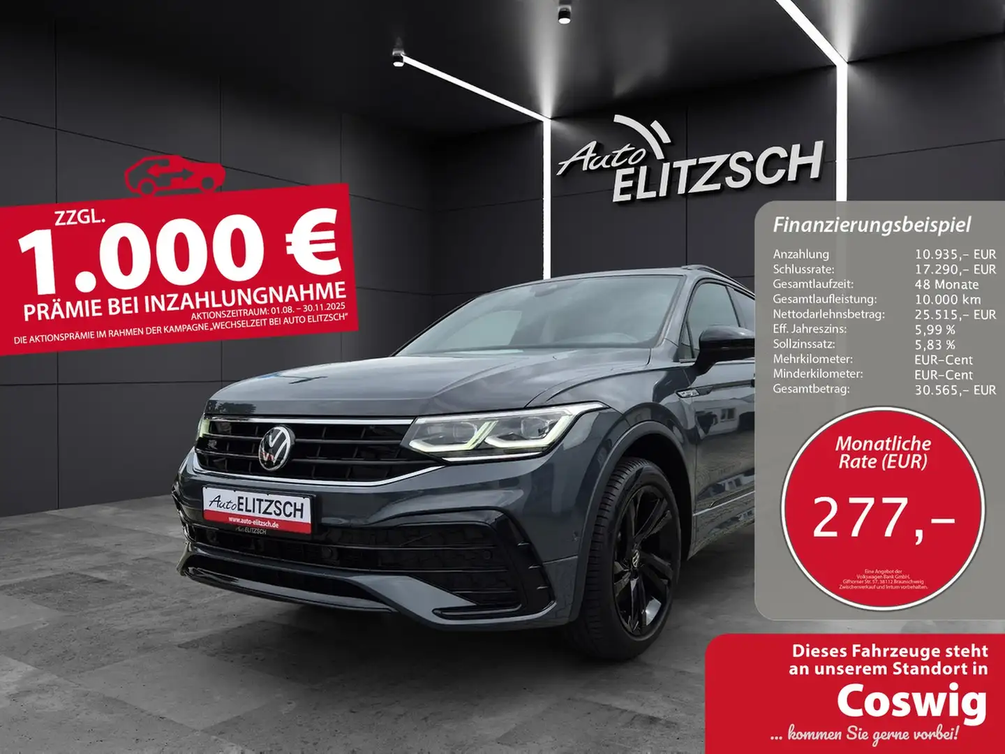 Volkswagen Tiguan TSI R-Line 4M DSG Matrix AHK Navi ACC RFK HUD 19" Grau - 1