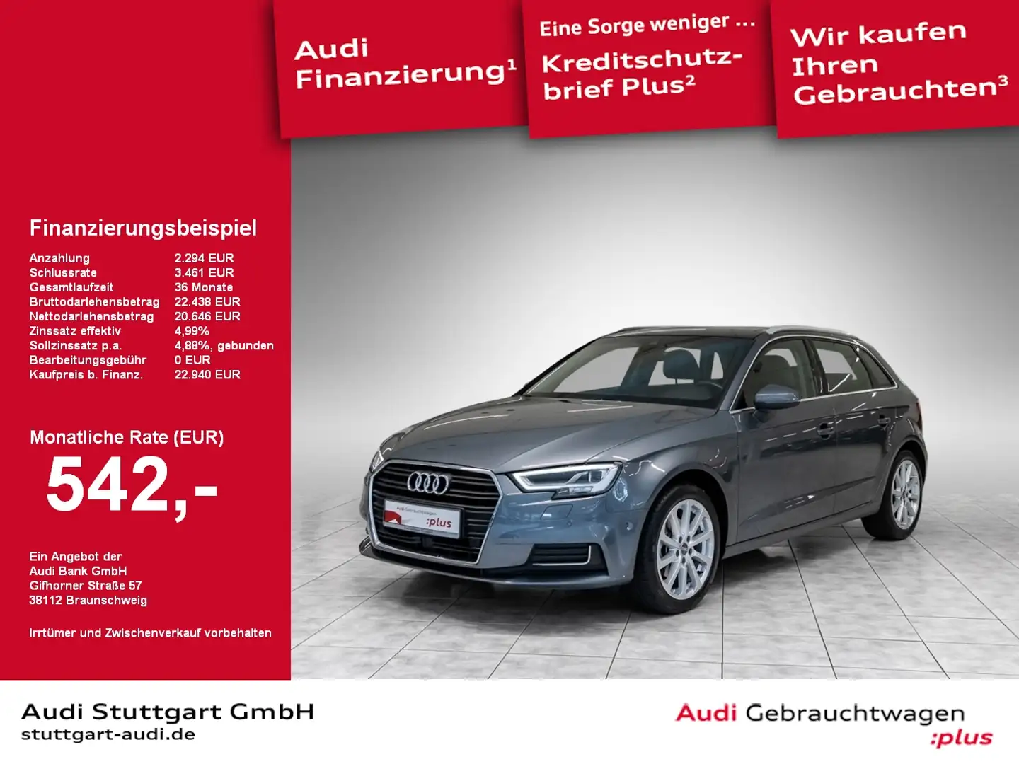Audi A3 Sportback design 1.5 TFSI Matrix Pano Kamera Grau - 1