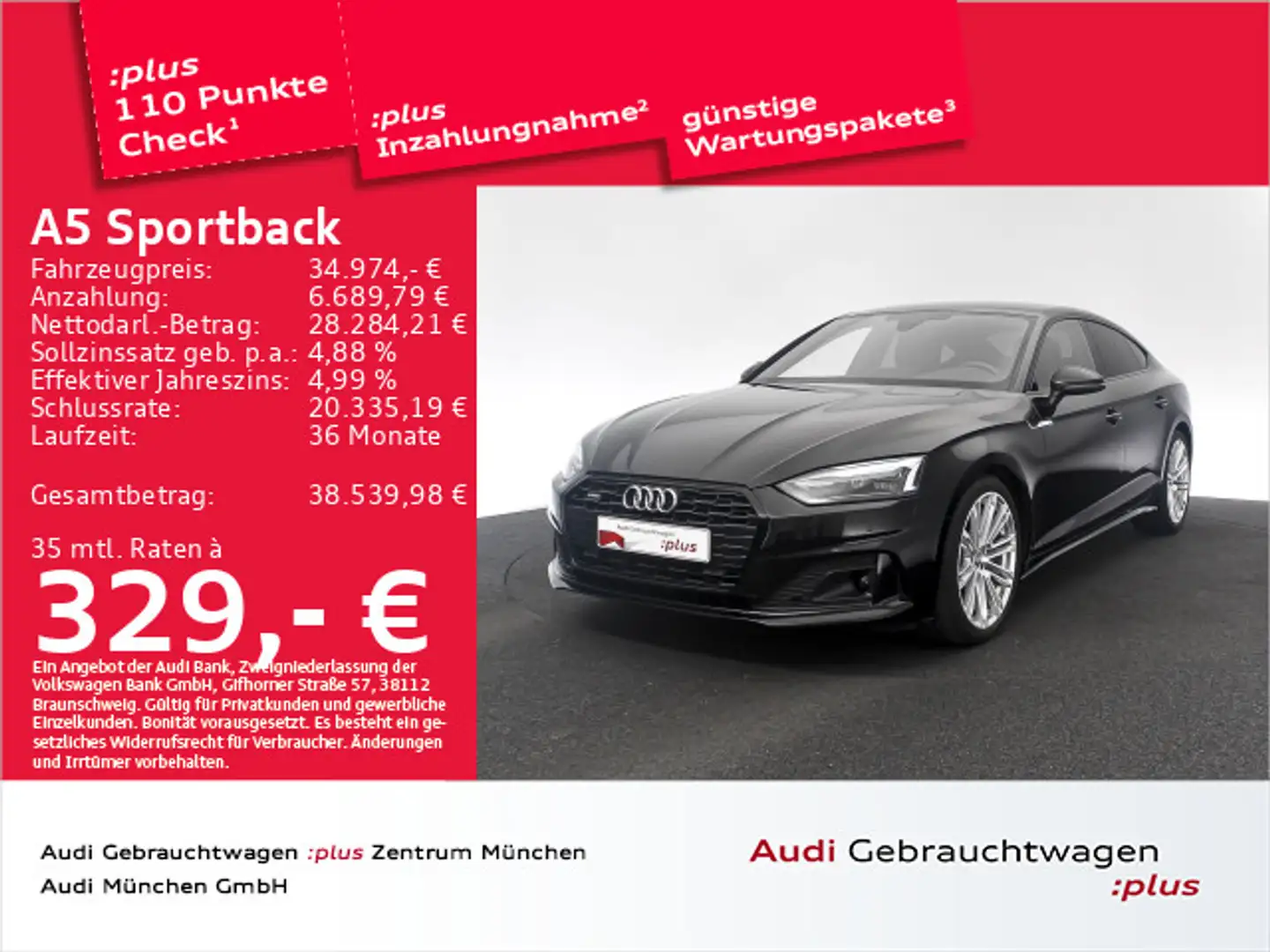 Audi A5 40 TDI qu. S tronic advanced Navi/V Schwarz - 1