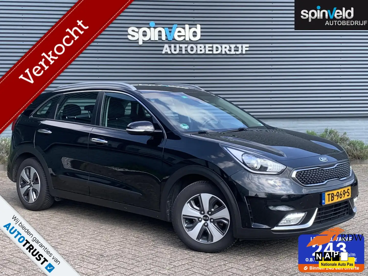 Kia Niro 1.6 GDi Hybrid DynamicLine BJ`18 NAP NL 1ste Eig. Zwart - 1