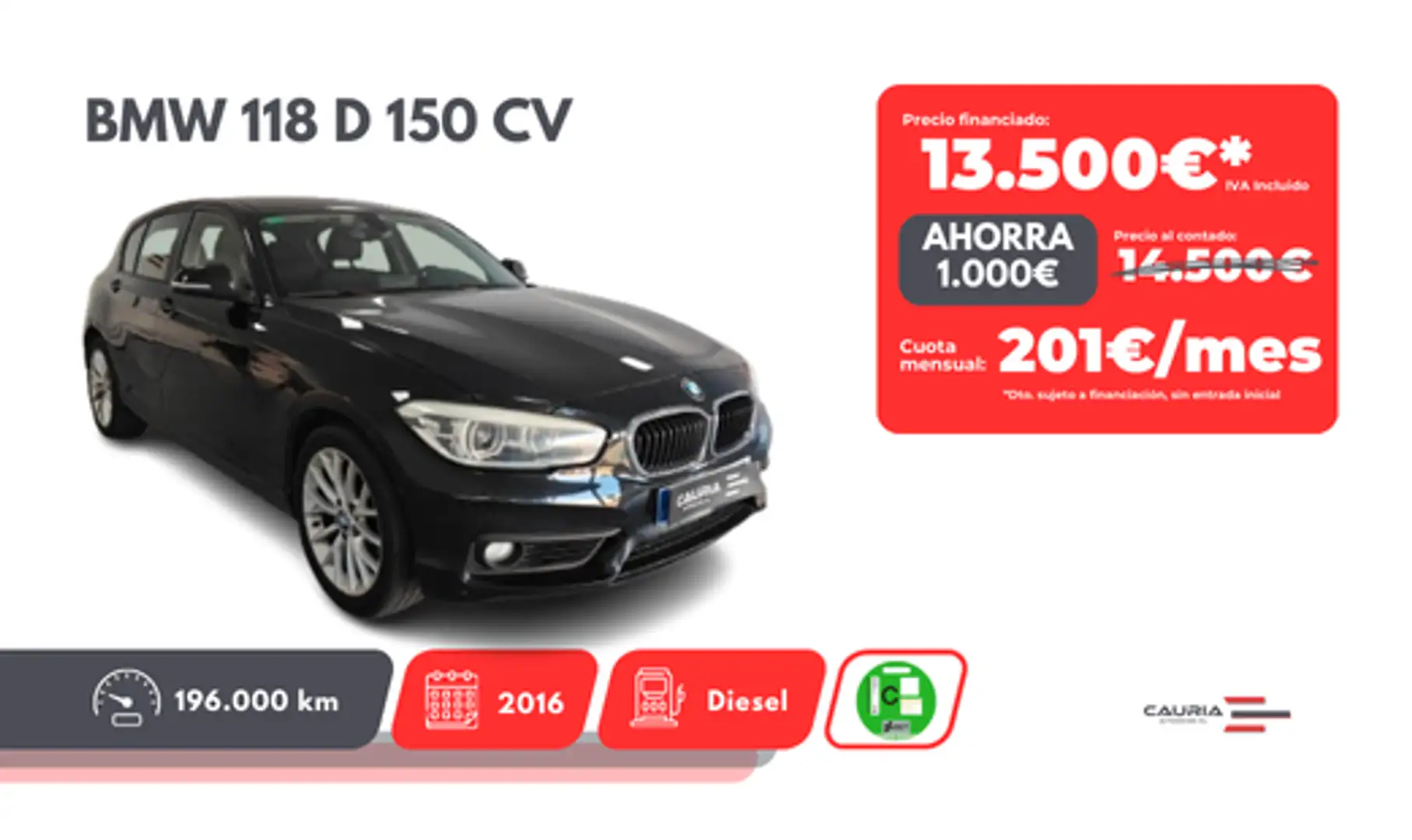 BMW 118 118d Negro - 1