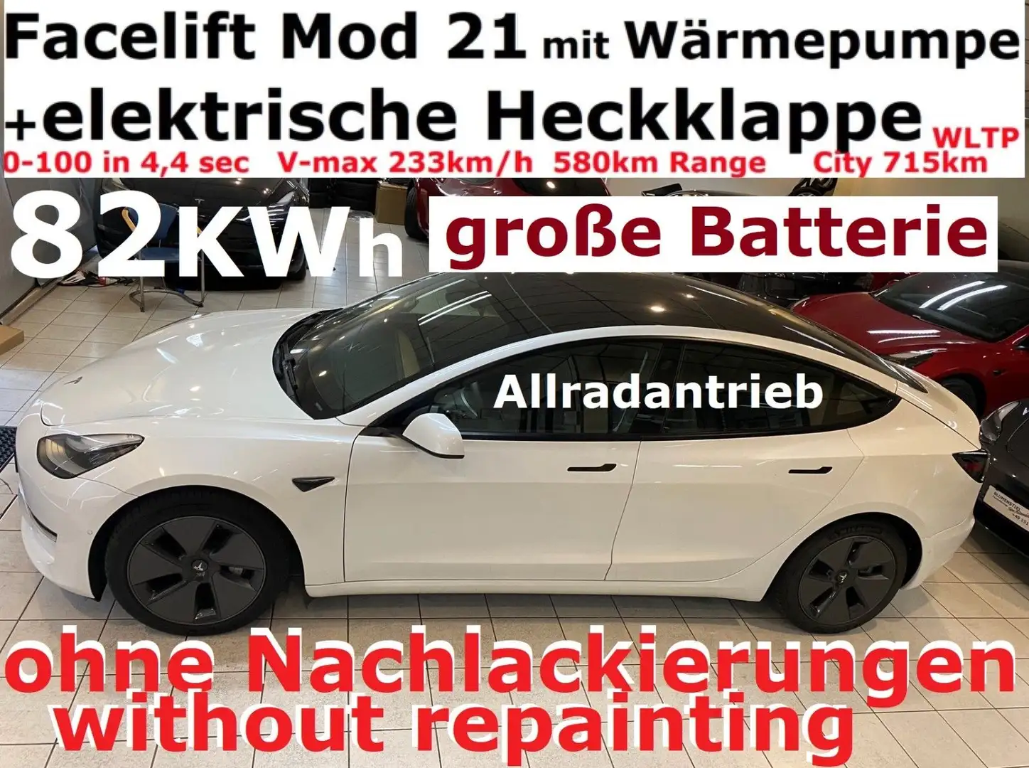 Tesla Model 3 LR Facelift+82KWh+Wärmepumpe Weiß - 1