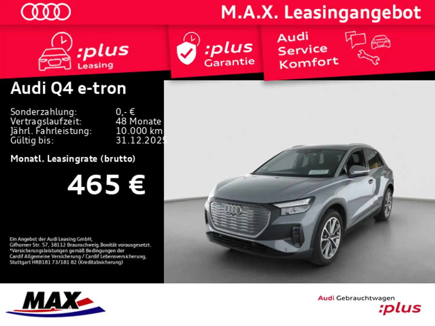 Audi Q4 e-tron 45 S-LINE PANO+AHK+NAVI+KAMERA+LED+ACC Grau - 1