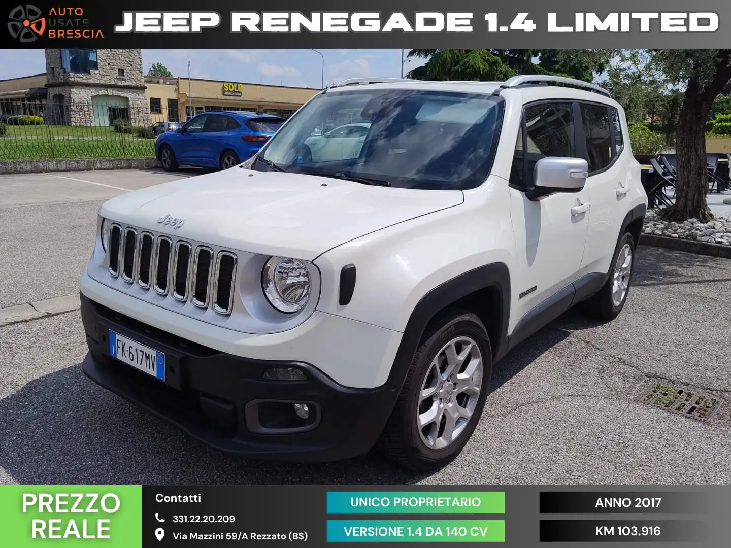 Jeep Renegade 1.4 m-air Limited fwd 140 Cv *Unico Proprietario* Blanc - 2