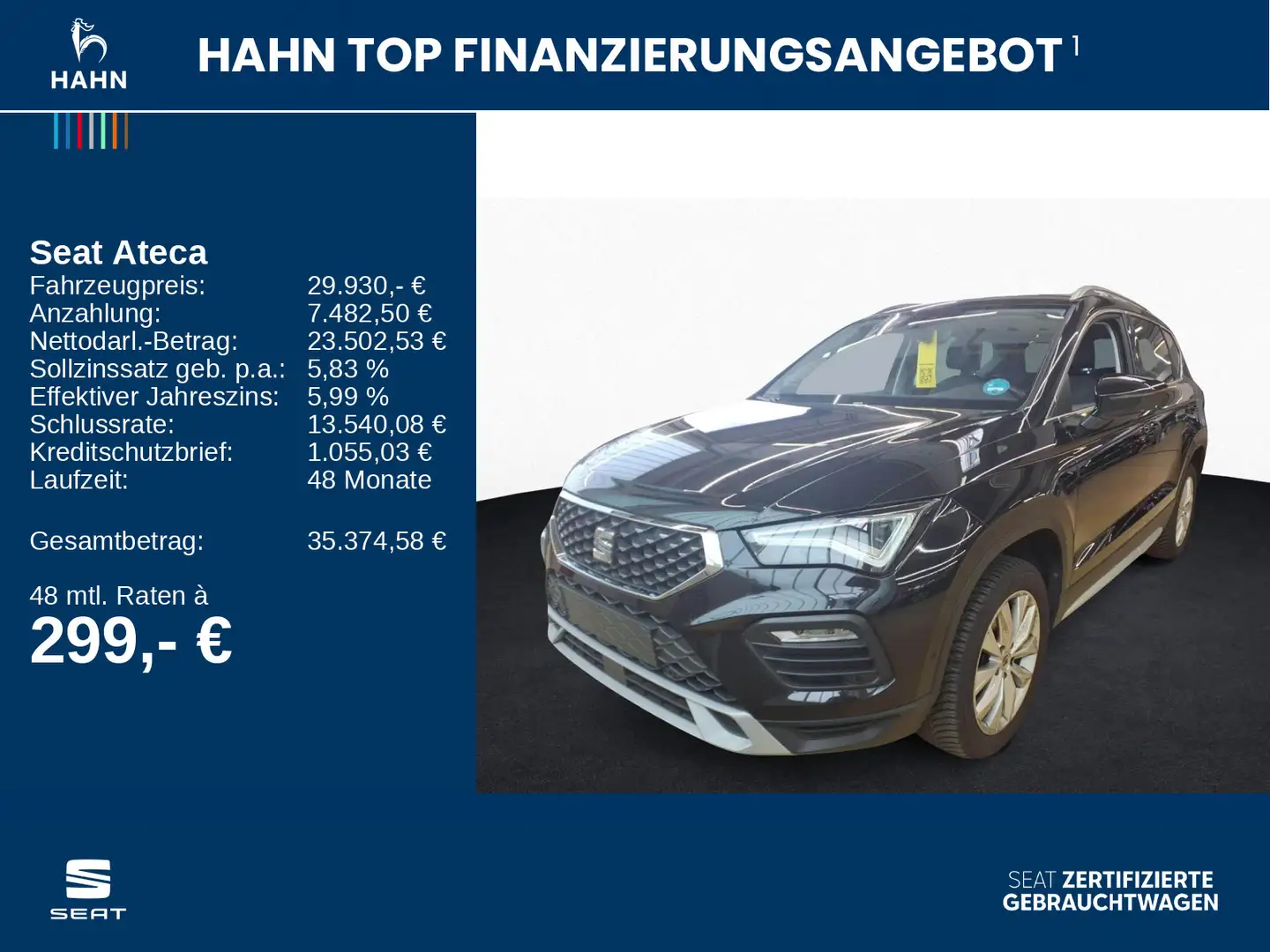 SEAT Ateca 1.5TSI DSG  Xperience LED Navi AHK ACC APP Schwarz - 2