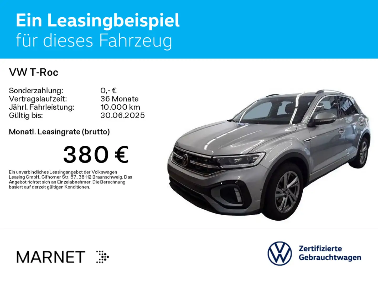 Volkswagen T-Roc R-Line 1.5 TSI DSG* Navi*AHK*Pano*Kamera*A Silber - 2