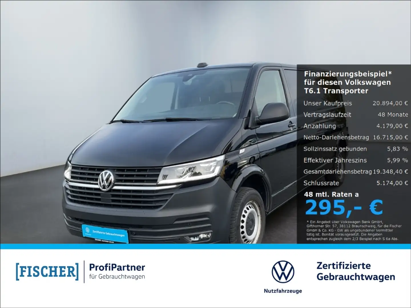 Volkswagen T6.1 Transporter Kasten lang LR 2.0TDI LED Navi SHZ GRA PDC vorn & Noir - 1