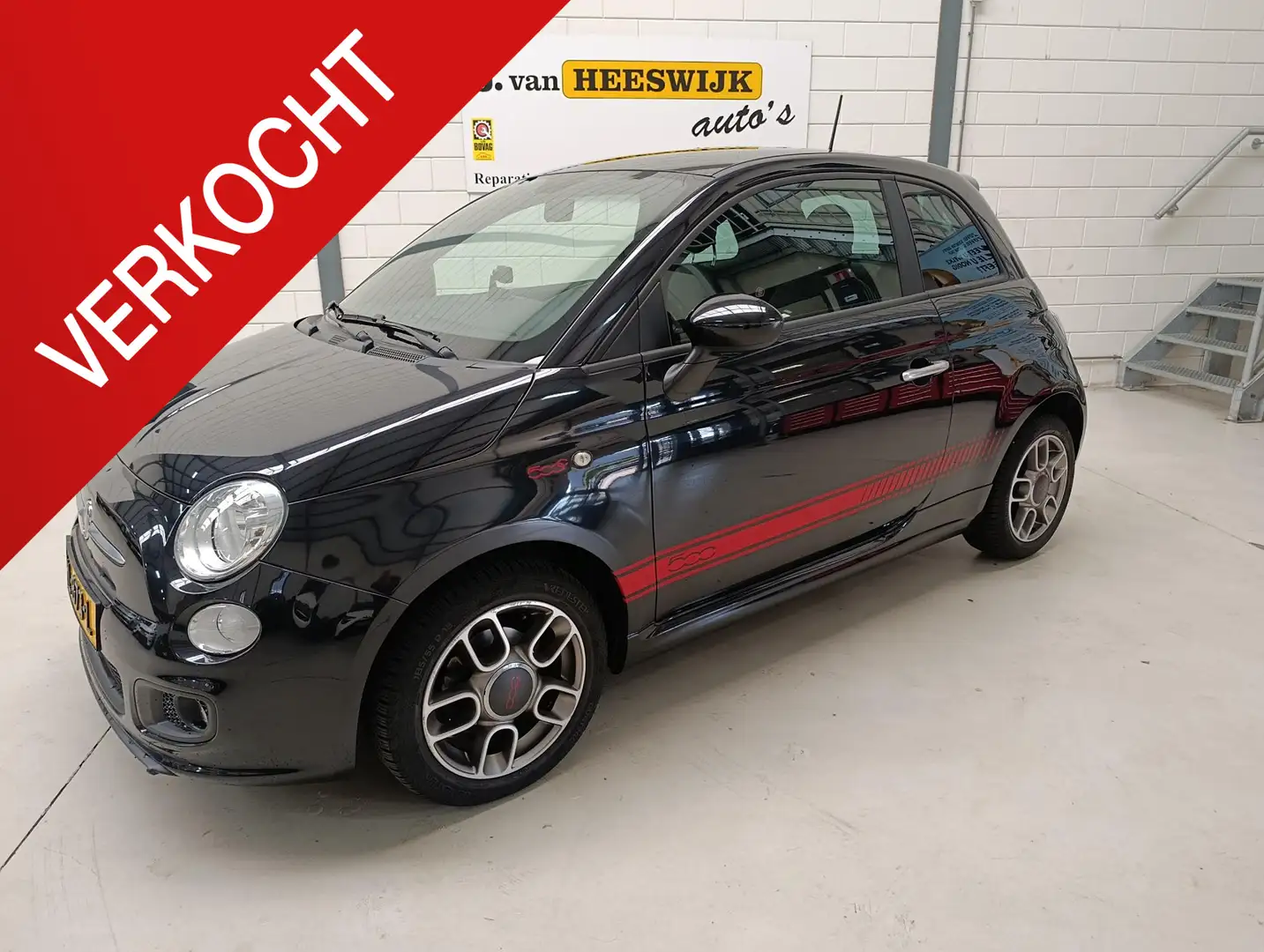 Fiat 500 1.2 Sport Airco | Lmv | Cv op afstand | Mooie auto Zwart - 1