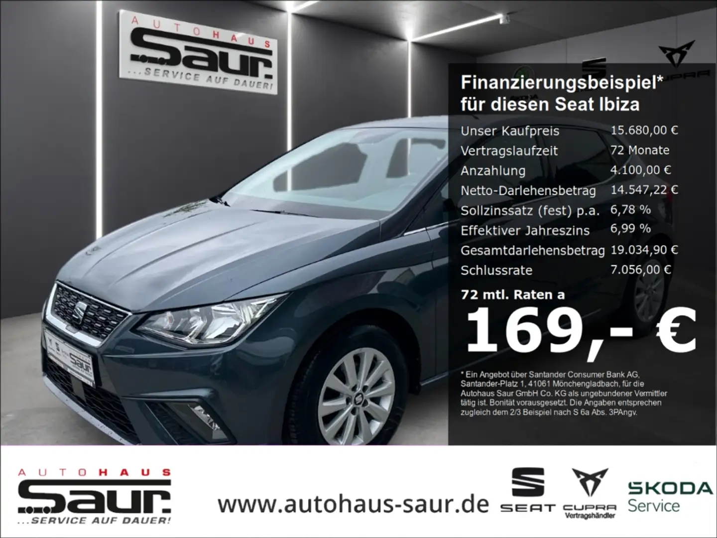 SEAT Ibiza XCellence 1.0 TSI KLIMA NAVI PDC FULL-LINK TOUCHSC Grau - 1