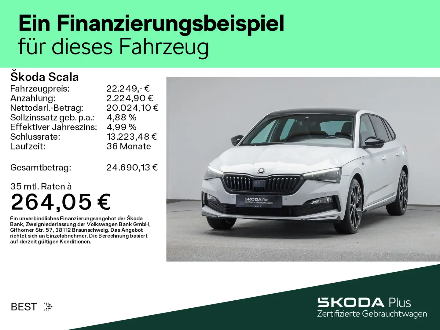 Skoda Scala 1.5 TSI DSG MONTE CARLO*LED*PANO*KAMERA*KL Weiß - 2
